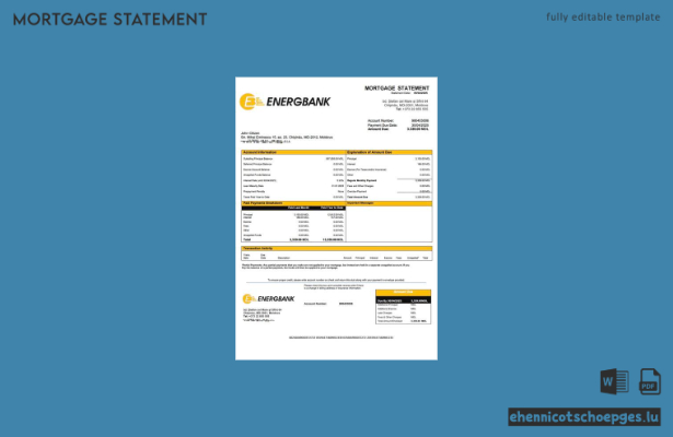 Moldova Energbank Hypothekenabrechnung Word- und PDF-Beispielvorschau